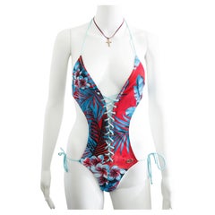 Bañador con cordones y estampado floral de Dolce & Gabbana de 2005, talla S