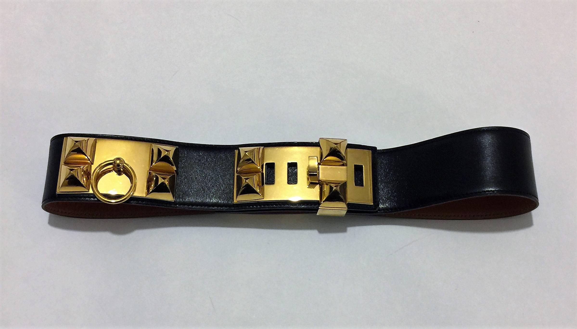 Black Hermès Collier de Chien 68cm Belt. 