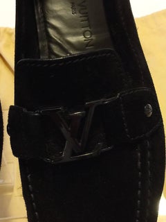 LOUIS VUITTON Men’s Black Suede Monte Carlo Slip-On Moccasin Loafers (Intrepide)