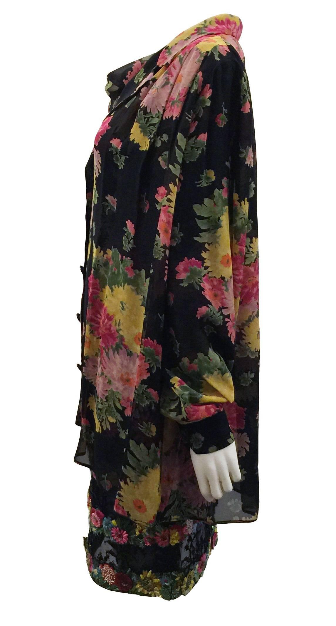Black Valentino ‘Night’ Silk Chiffon Applique Embroidered Skirt as part of Three Piece
