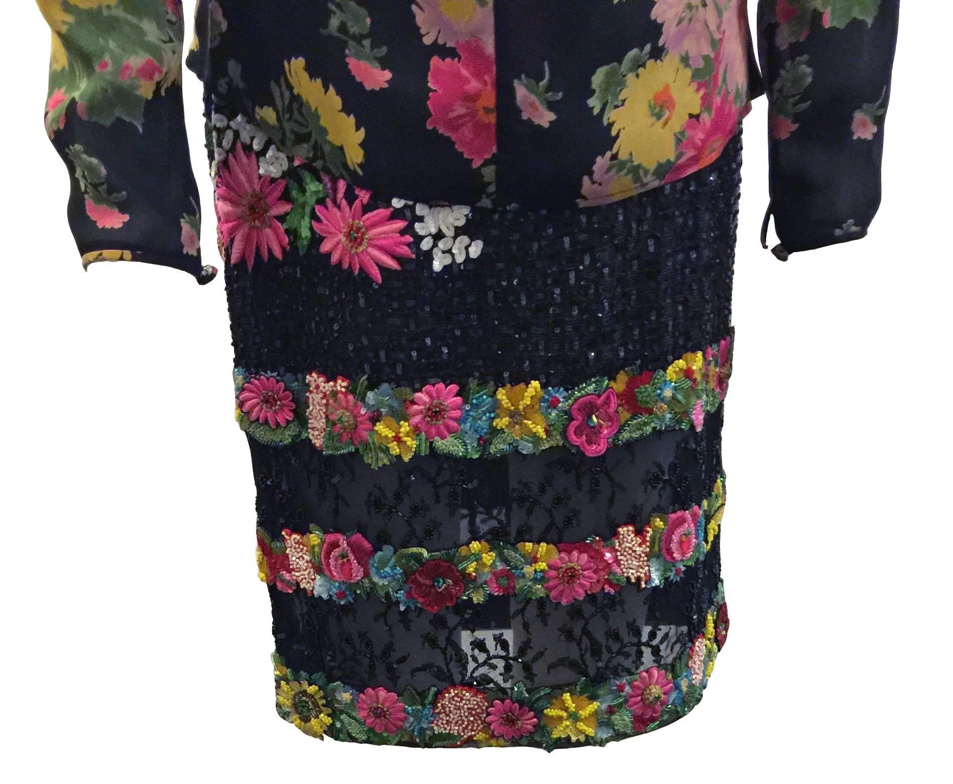 Valentino ‘Night’ Silk Chiffon Applique Embroidered Skirt as part of Three Piece 1