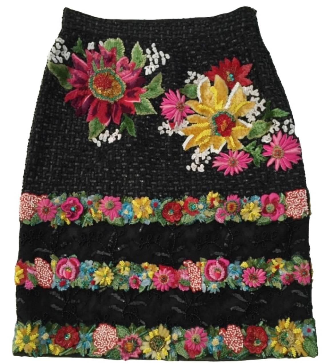 Valentino ‘Night’ Silk Chiffon Applique Embroidered Skirt as part of Three Piece 5