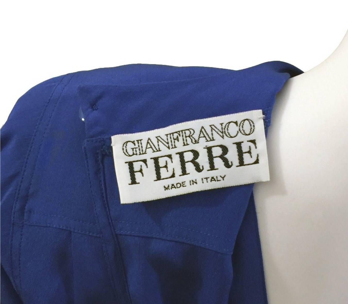 Gianfranco Ferré - Stunning blue silk two piece 100% Pure Silk Vintage Dress 1
