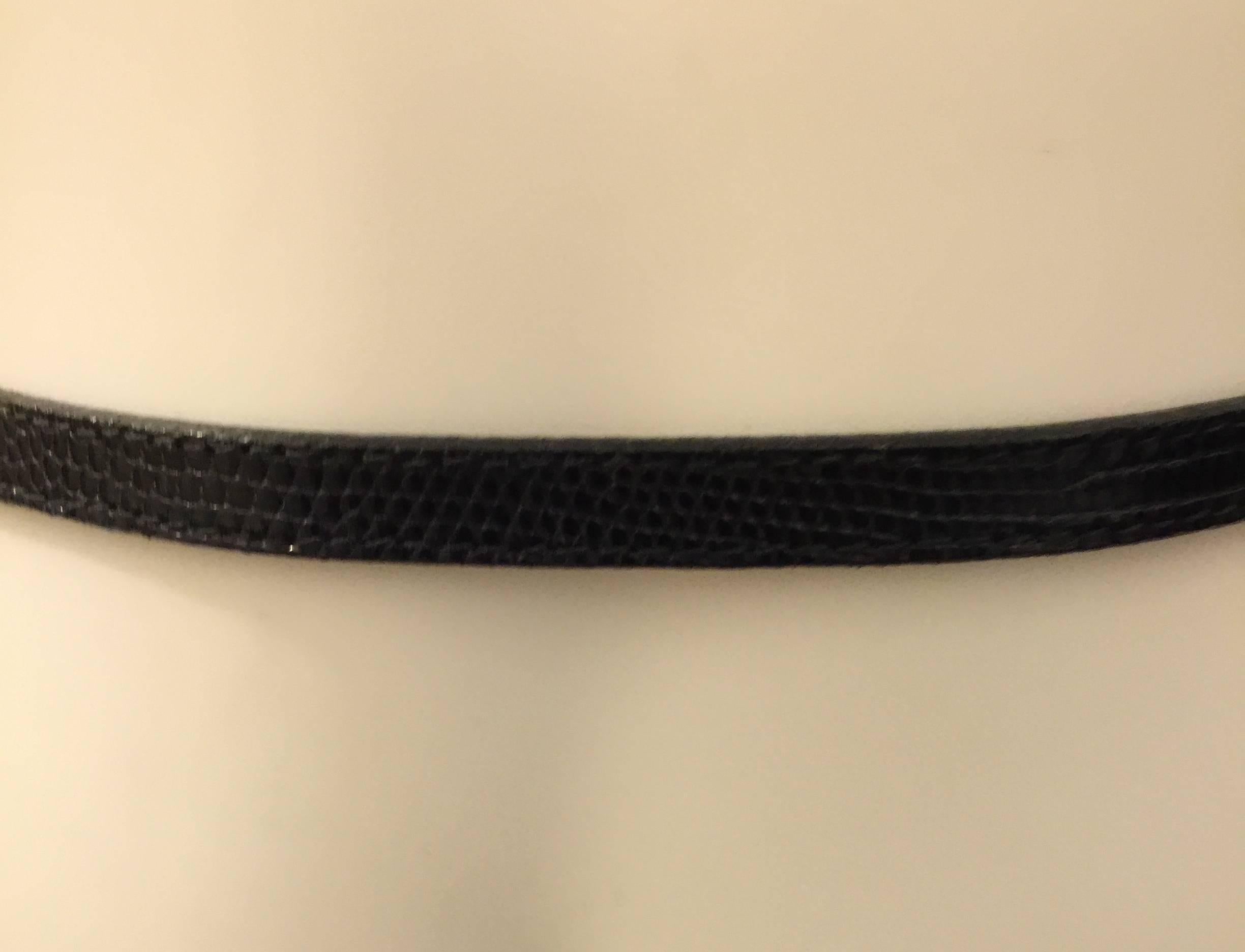 Women's Kieselstein-Cord Black Pecos Conchas Vintage Genuine Lizard Leather  Belts (3) 