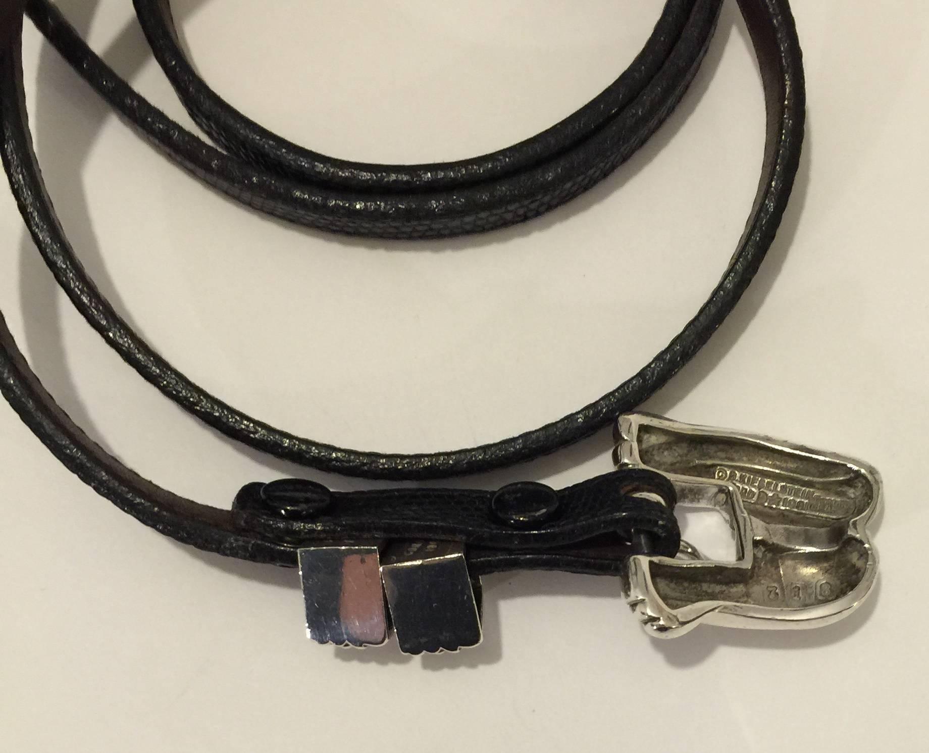 Kieselstein-Cord Black Pecos Conchas Vintage Genuine Lizard Leather  Belts (3)  3