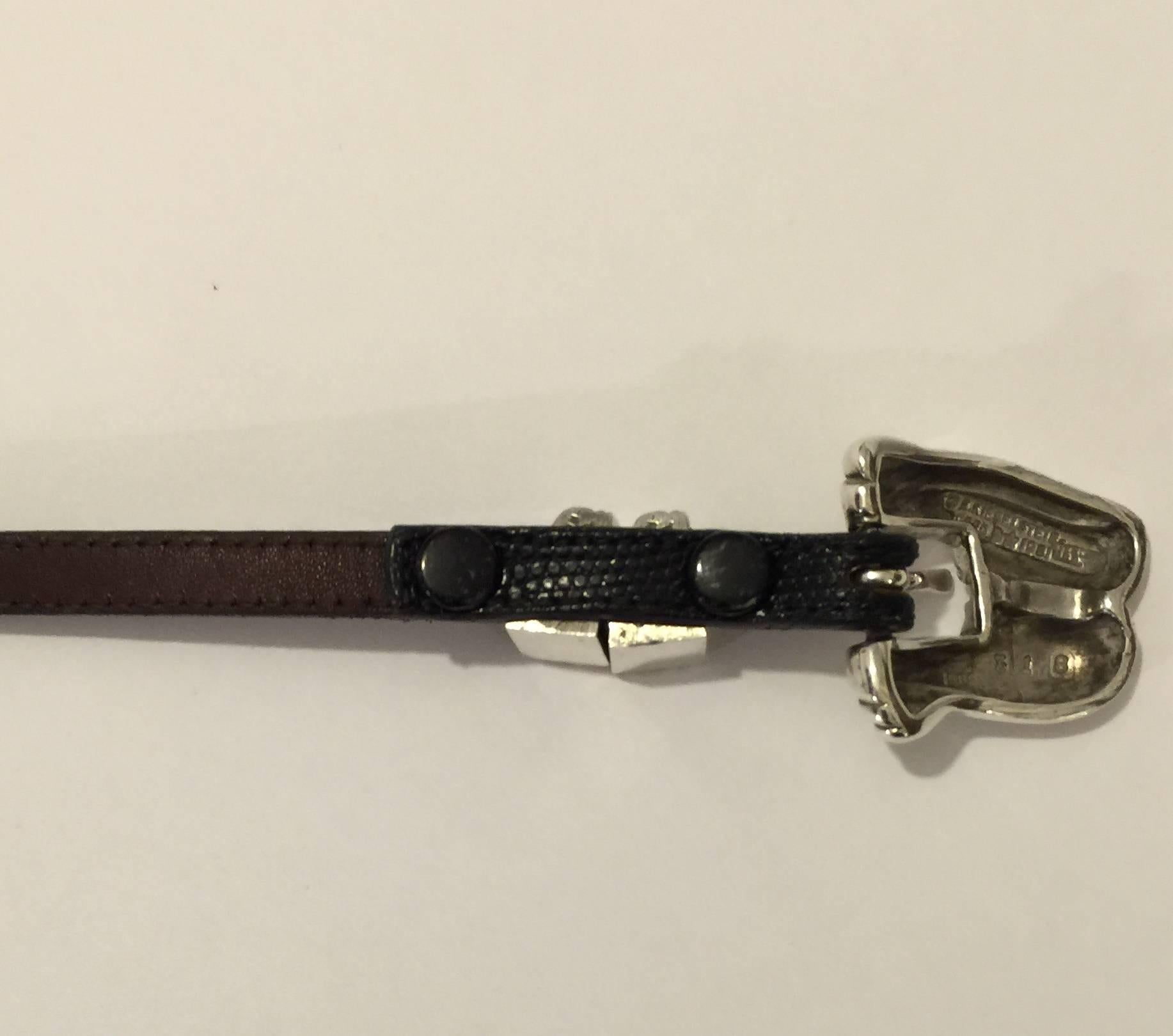 Kieselstein-Cord Black Pecos Conchas Vintage Genuine Lizard Leather  Belts (3)  6