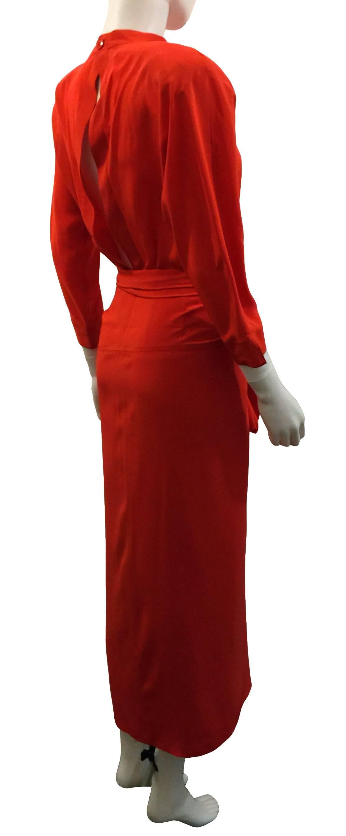 Red Gianfranco Ferré Vintage Dress with Over-Skirt.  