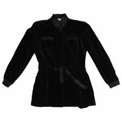 Valentino Vintage Black Velvet Ladies Jacket with Black Silk detailing
