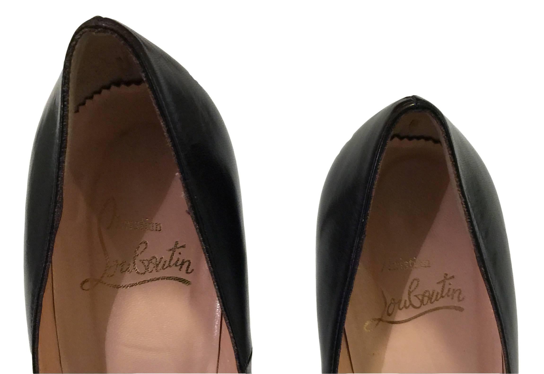 Women's Christian Louboutin Simple Pump.  Dark Brown Calf Leather.  