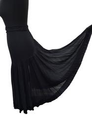 BESPOKE Black Pleated Sheer Chiffon Skirt with Silk Satin Border.