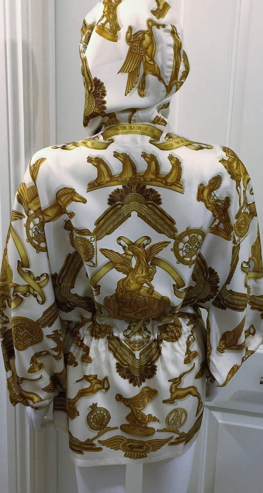 Women's 100% Hermes Trousse Silk jacket ‘Les Parure du Vent’ 