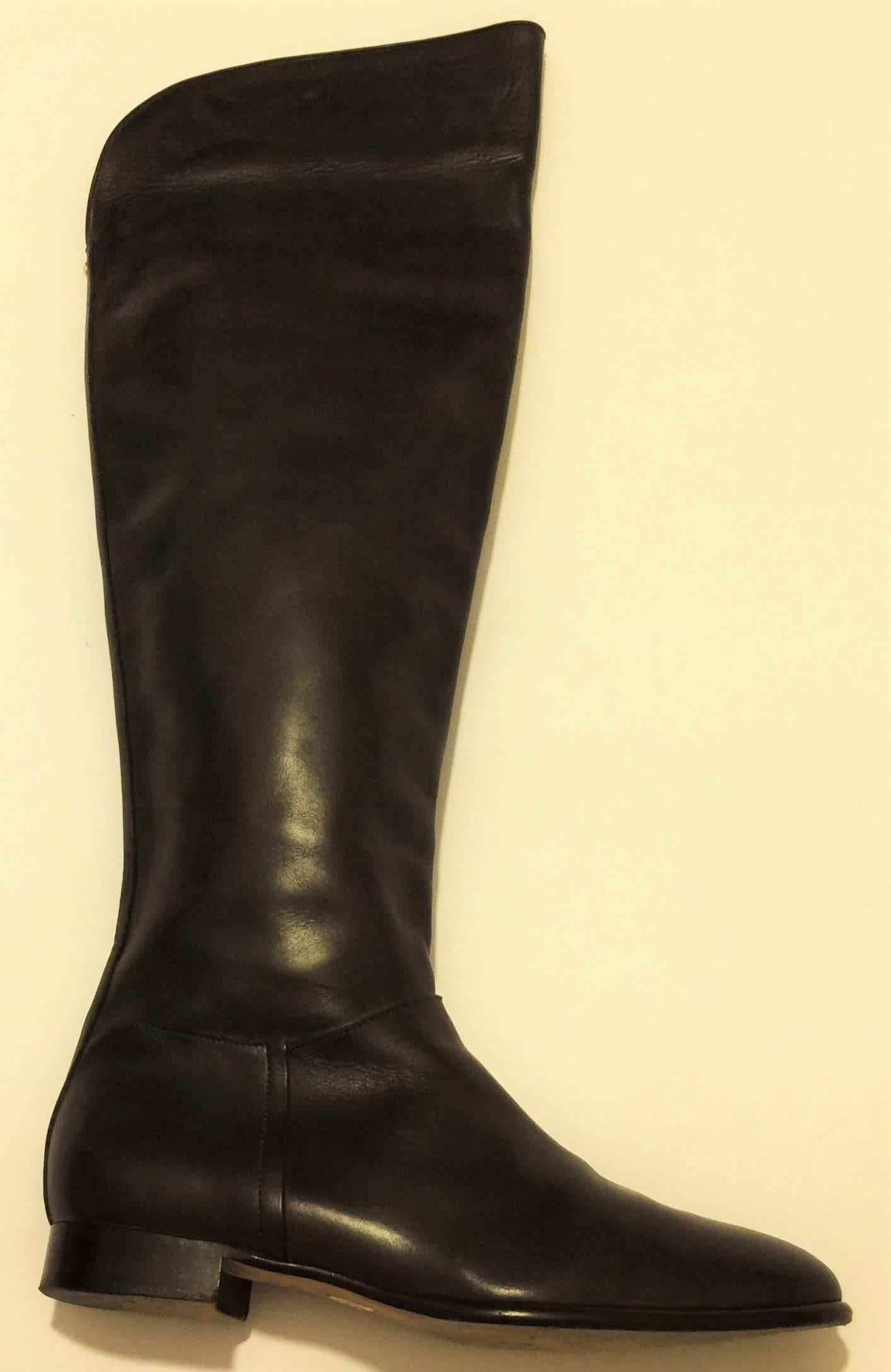 Loro Piana Iconic hand-made 100% Leather Knee High with turn-back Cuff Boots.   1