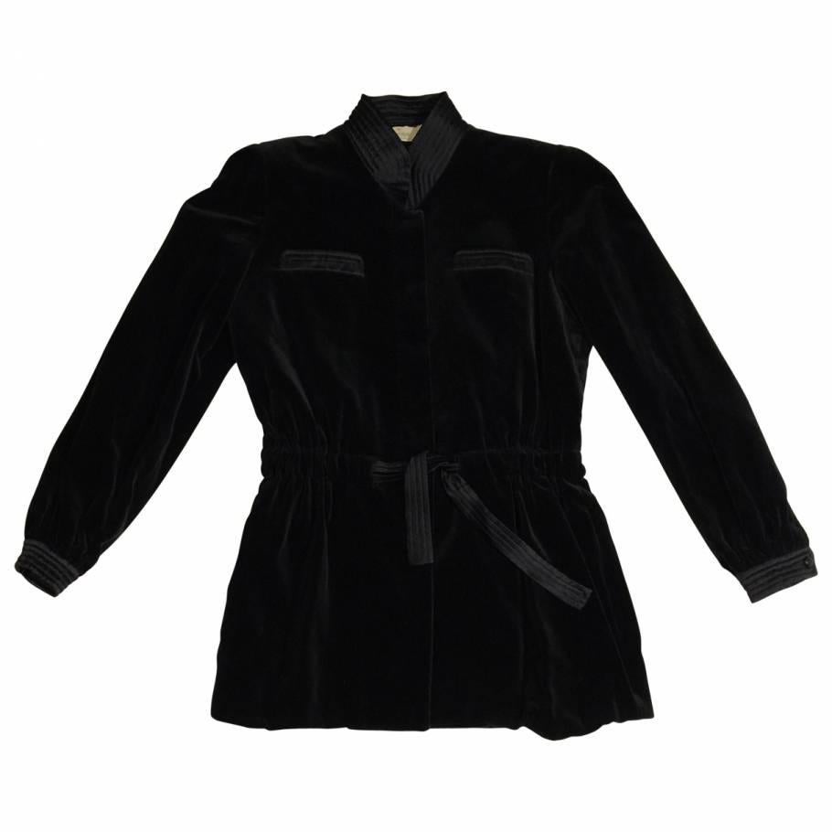 Women's Valentino Boutique Vintage (1985) Black Velvet Ladies Jacket with Black Silk det