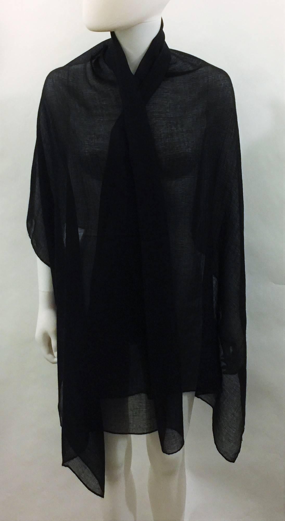 Agnona, Black 100% Cashmere Scarf/Stole.   2