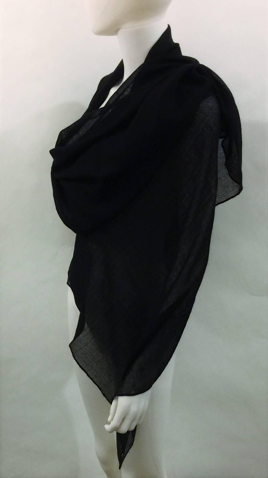 Agnona, Black 100% Cashmere Scarf/Stole.   3