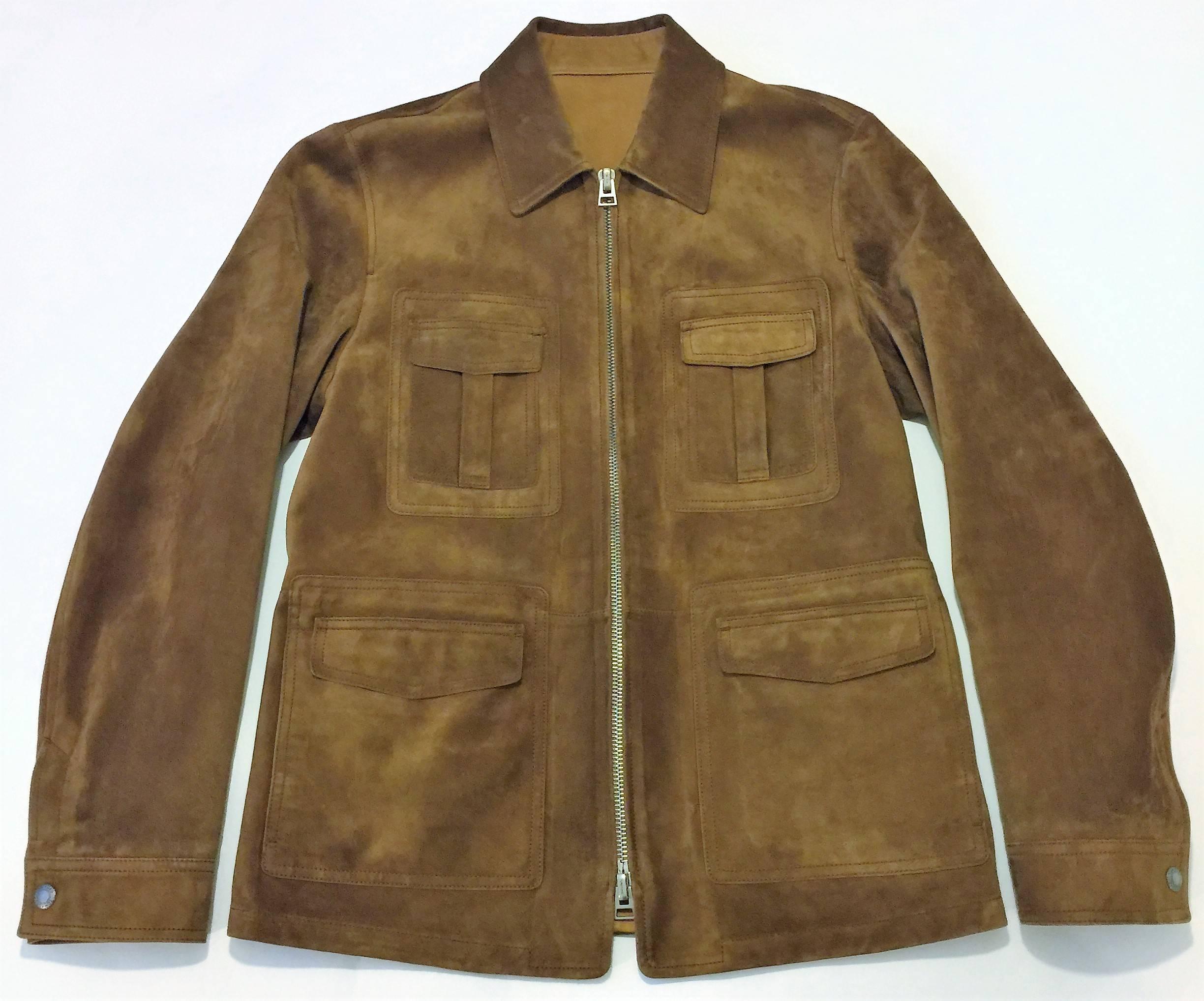 Tom Ford Men’s 100% Calfskin Brown Suede Field Jacket. 1