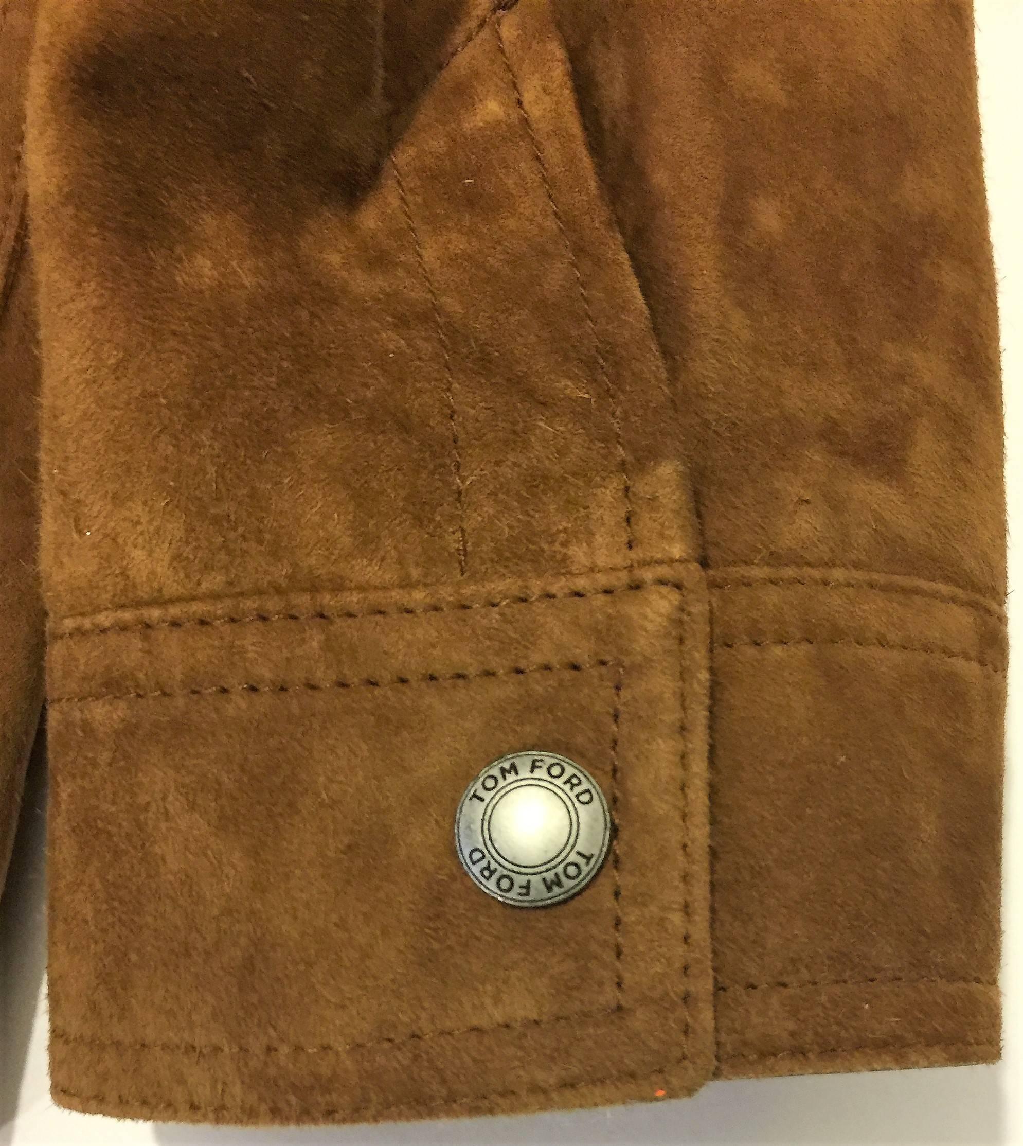 Men's Tom Ford Men’s 100% Calfskin Brown Suede Field Jacket.