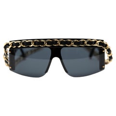 Chanel Vintage Gold Hardware Schild-Sonnenbrille