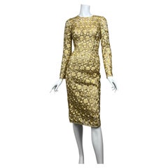 Dolce & Gabanna Vestido de seda macramé dorado Sz: 38