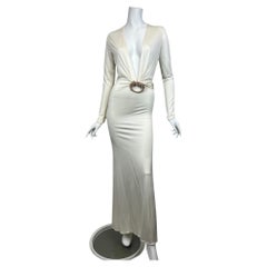 F/W 2004 Gucci Tom Ford Runway White Cut-Out Dragon Gown Dress Sz: 40