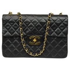 Chanel Classic XL Single Flap Bag Black Lambskin Early 2000s