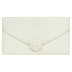 Hermès Vintage White Leather Envelope Clutch  Rare Minimalist Design