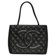 Chanel Caviar Quilted Medallion Tote Black  Classic CC Zip Tote