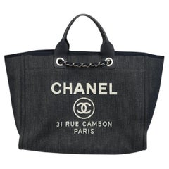 Chanel Deauville Tote Denim Canvas  31 Rue Cambon Chain Handle Shopper