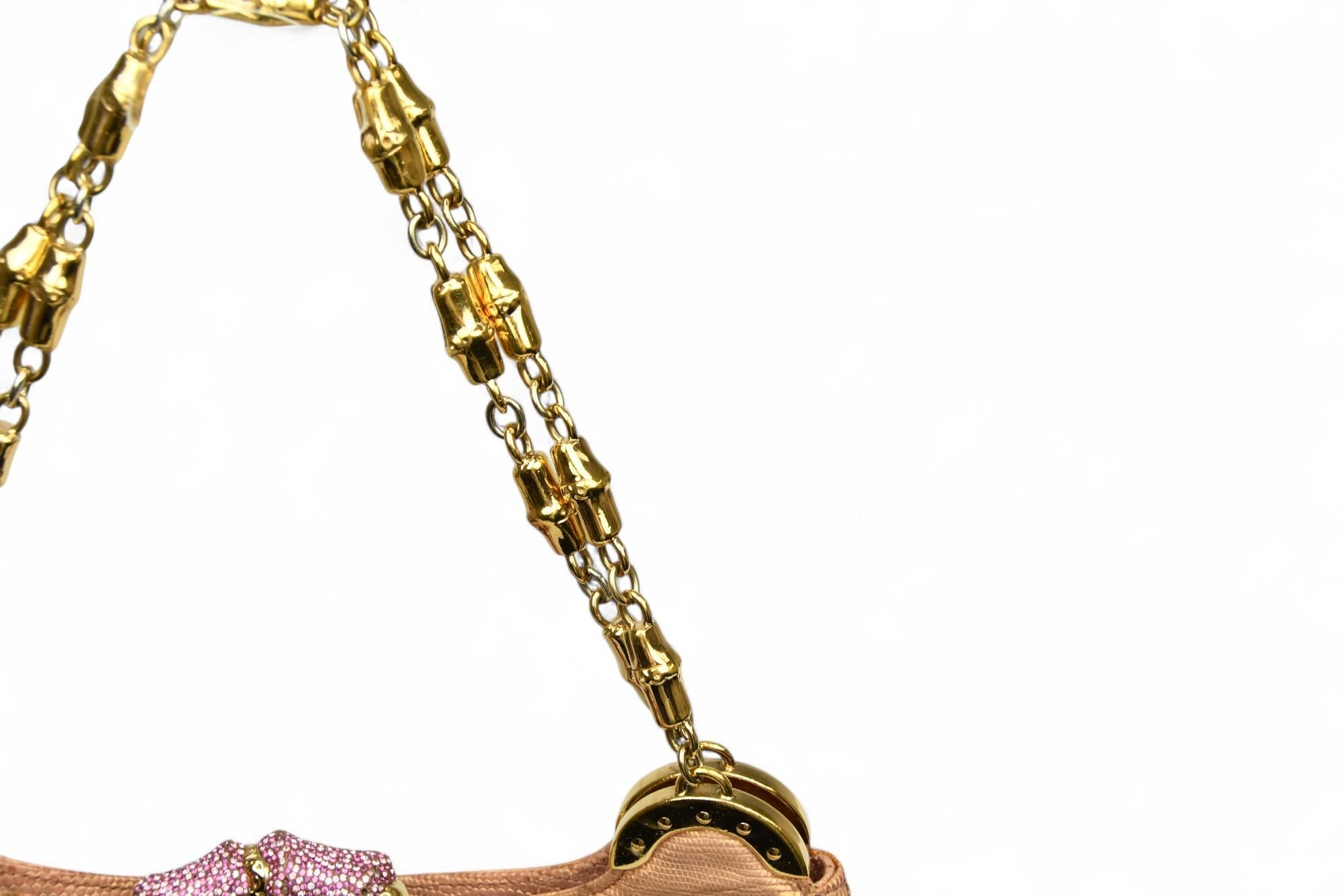 Tom Ford for Gucci Sac à bandoulière en python cristal bambou  2000s  Swarovski & GG en vente 5
