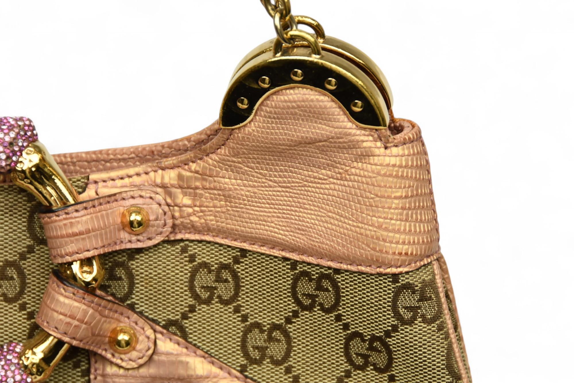 Tom Ford for Gucci Sac à bandoulière en python cristal bambou  2000s  Swarovski & GG en vente 4
