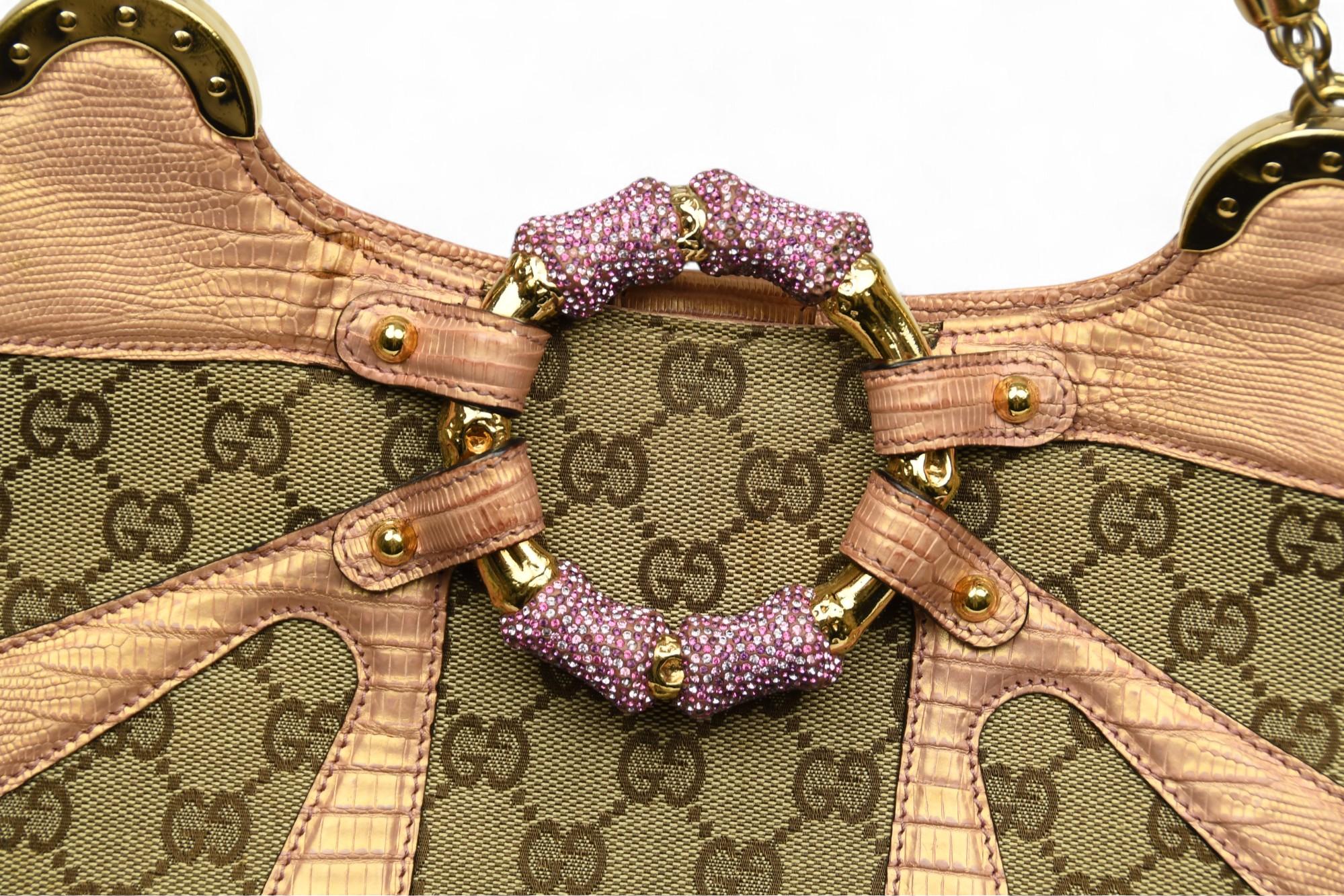 Tom Ford for Gucci Sac à bandoulière en python cristal bambou  2000s  Swarovski & GG en vente 2