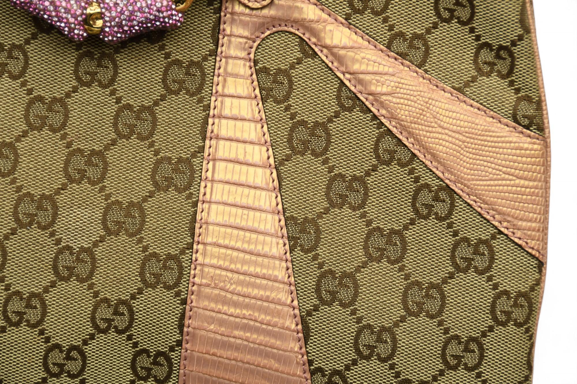 Tom Ford for Gucci Sac à bandoulière en python cristal bambou  2000s  Swarovski & GG en vente 3