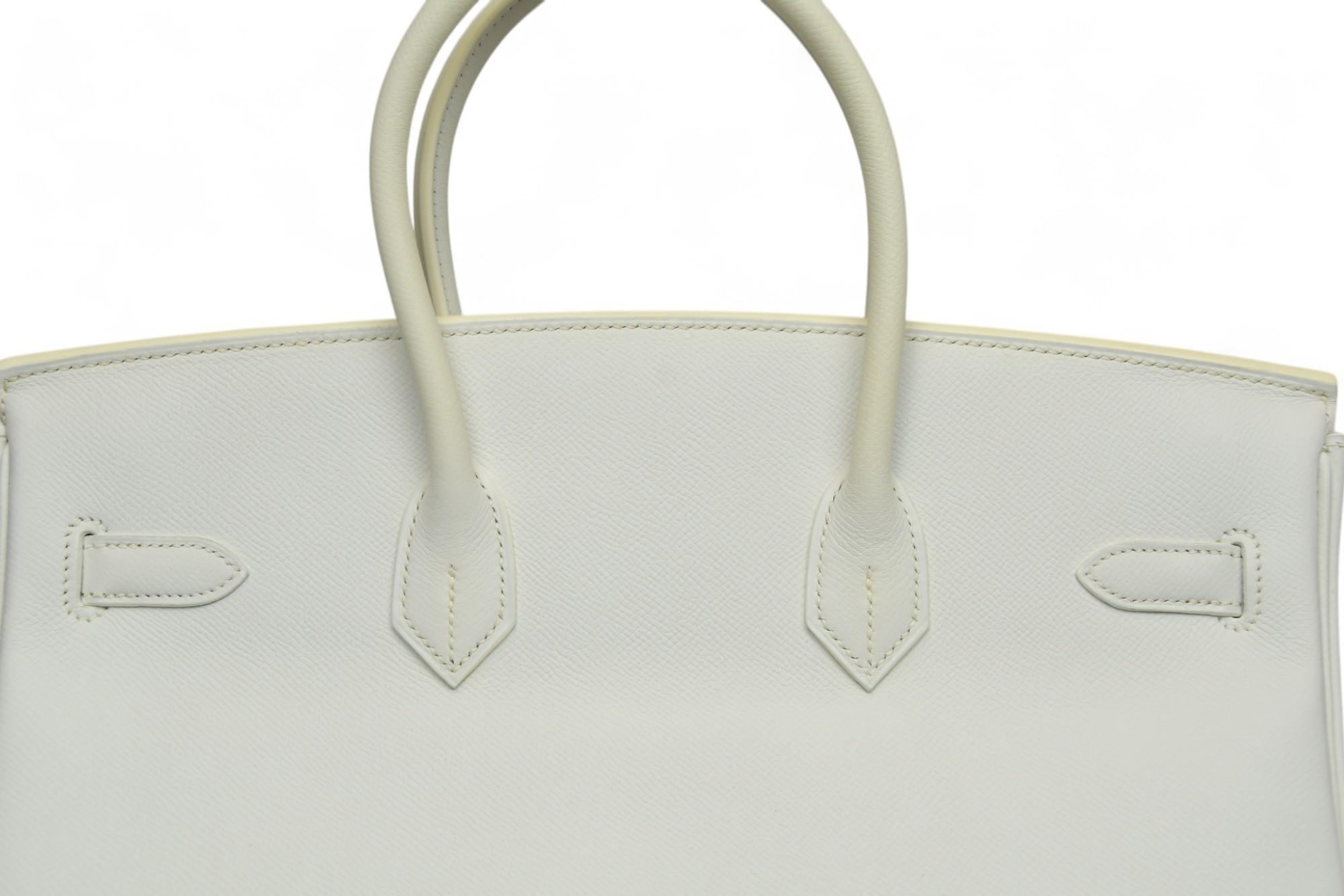 Hermès Birkin 35 in pelle bianca di Togo con finiture in oro e chiusura a scatto in vendita 1