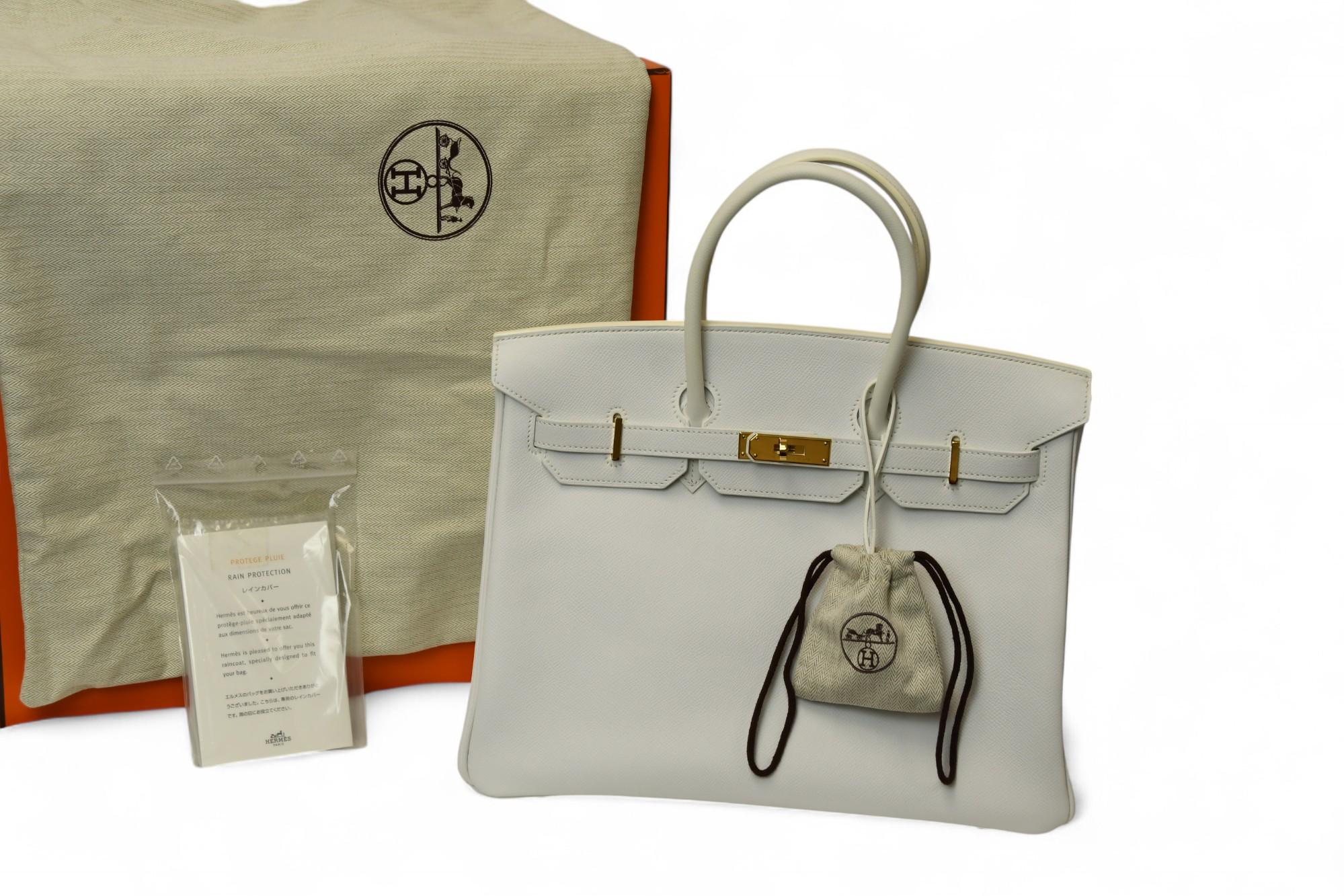 Hermès Birkin 35 in pelle bianca di Togo con finiture in oro e chiusura a scatto in vendita 7