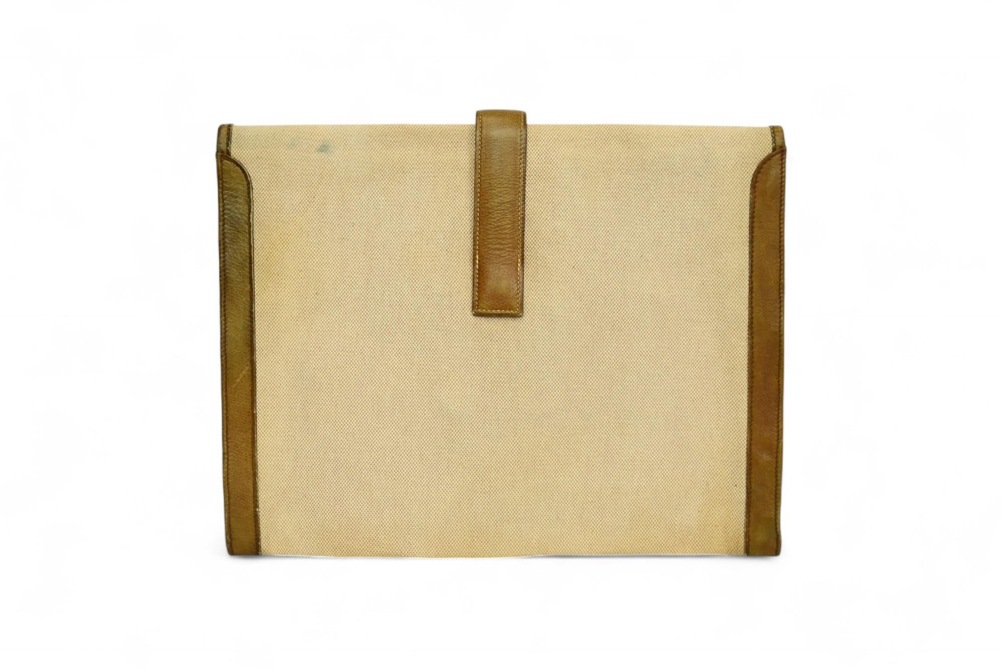 Beige Hermès Tan Peau Porc Toile Jige GM 34 Pochette stile busta classica in vendita