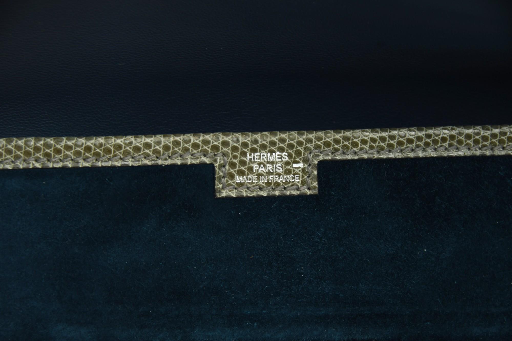 Hermès Veau Doblis Lizard Jige Elan 29 Clutch Bleu Ocean  Exotic Trim For Sale 3