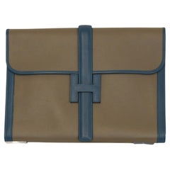 Hermès Jige GM Clutch  Blue Trim & H Closure