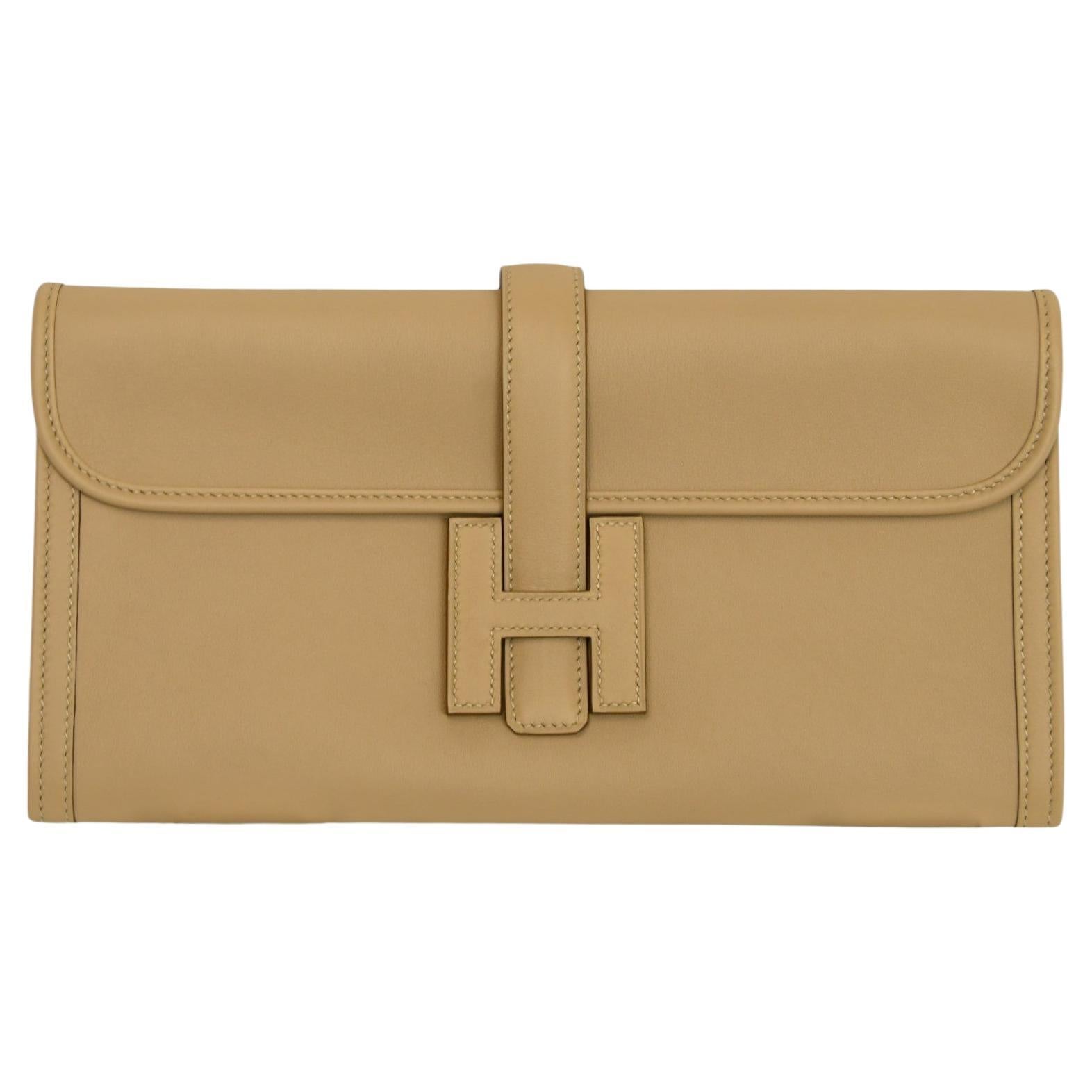 Hermès Jige PM Tabac in pelle con chiusura H. H.