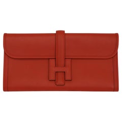 Hermès Jige Élan 29 Clutch  Rouge Casaque Leather with H Closure
