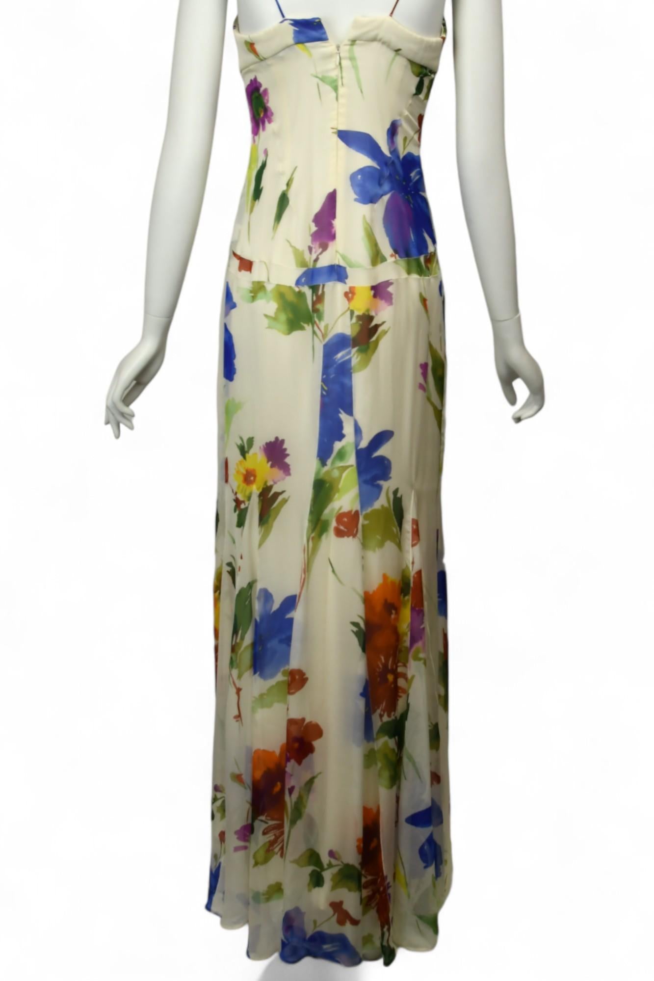 Dolce & Gabbana - Robe bustier en soie à fleurs  Taille EU 38 / US 2  Robe Maxi Slip Pour femmes en vente