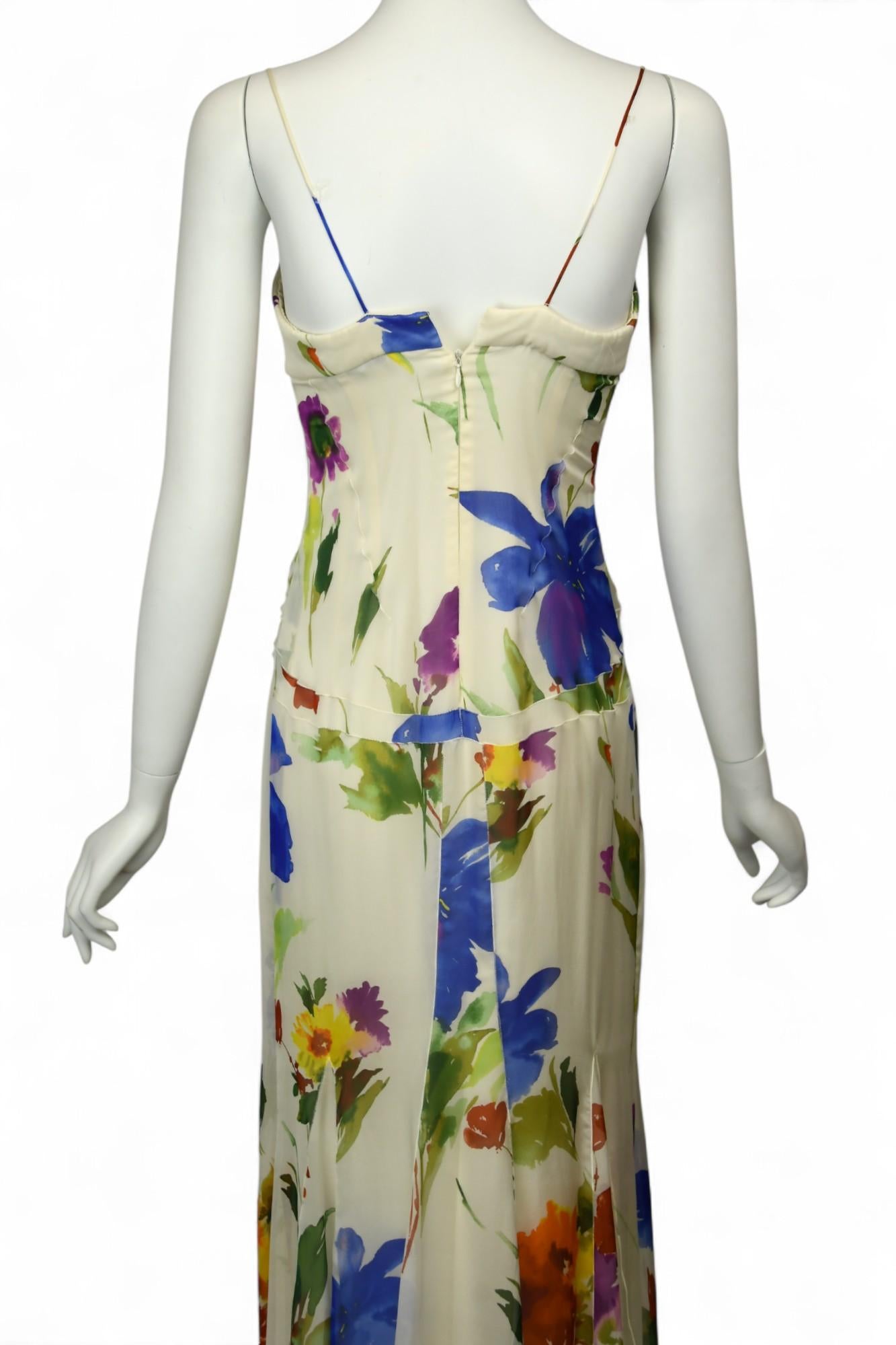 Dolce & Gabbana - Robe bustier en soie à fleurs  Taille EU 38 / US 2  Robe Maxi Slip Bon état - En vente à West Hartford, CT