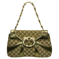 Tom Ford for Gucci Borsa a tracolla con drago in tela GG  Pelle e catena color oro metallizzato
