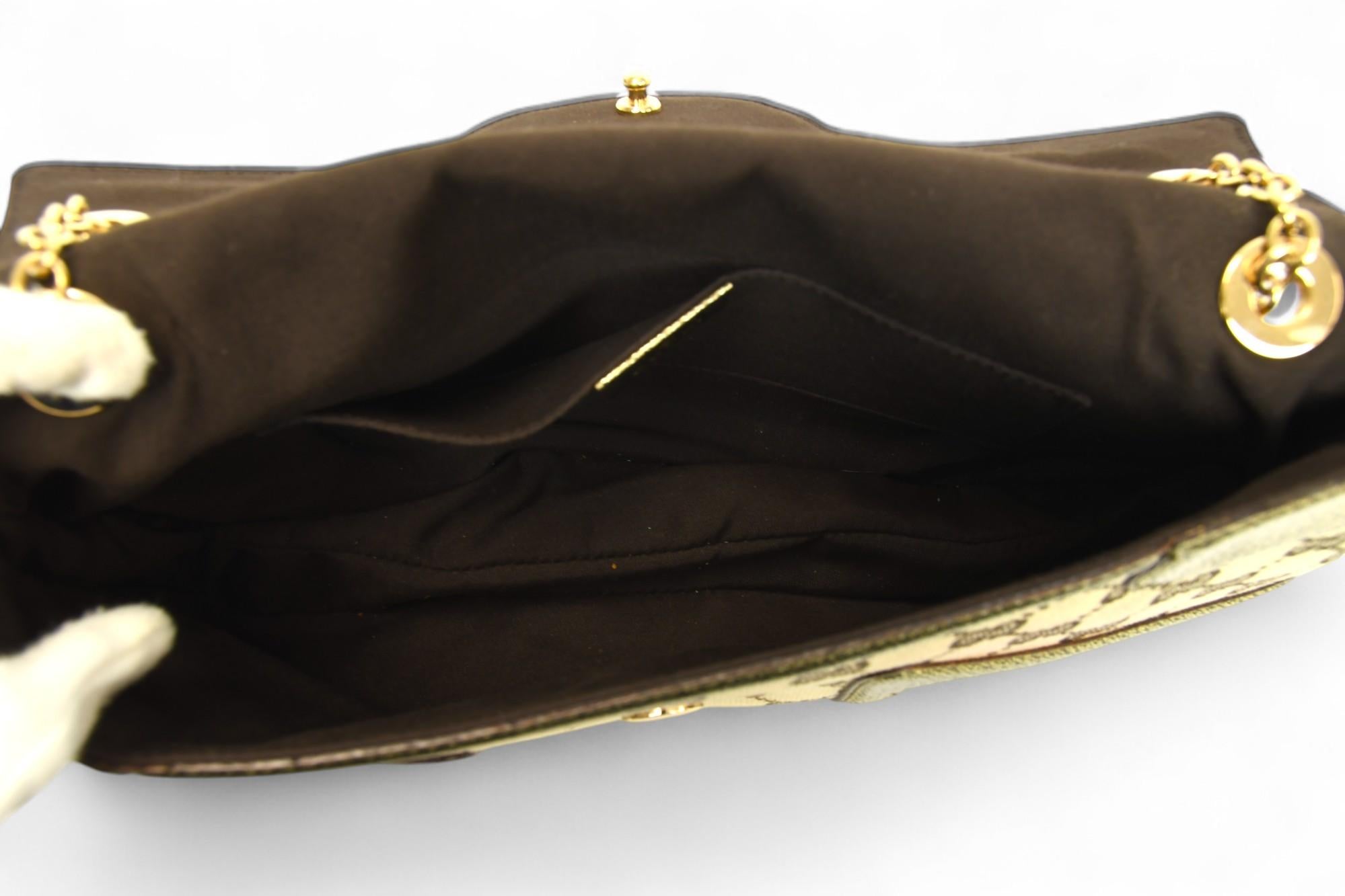 Gucci Tom Ford GG Canvas Dragon Bandoulière  Cuir et chaîne en or métallisé en vente 2