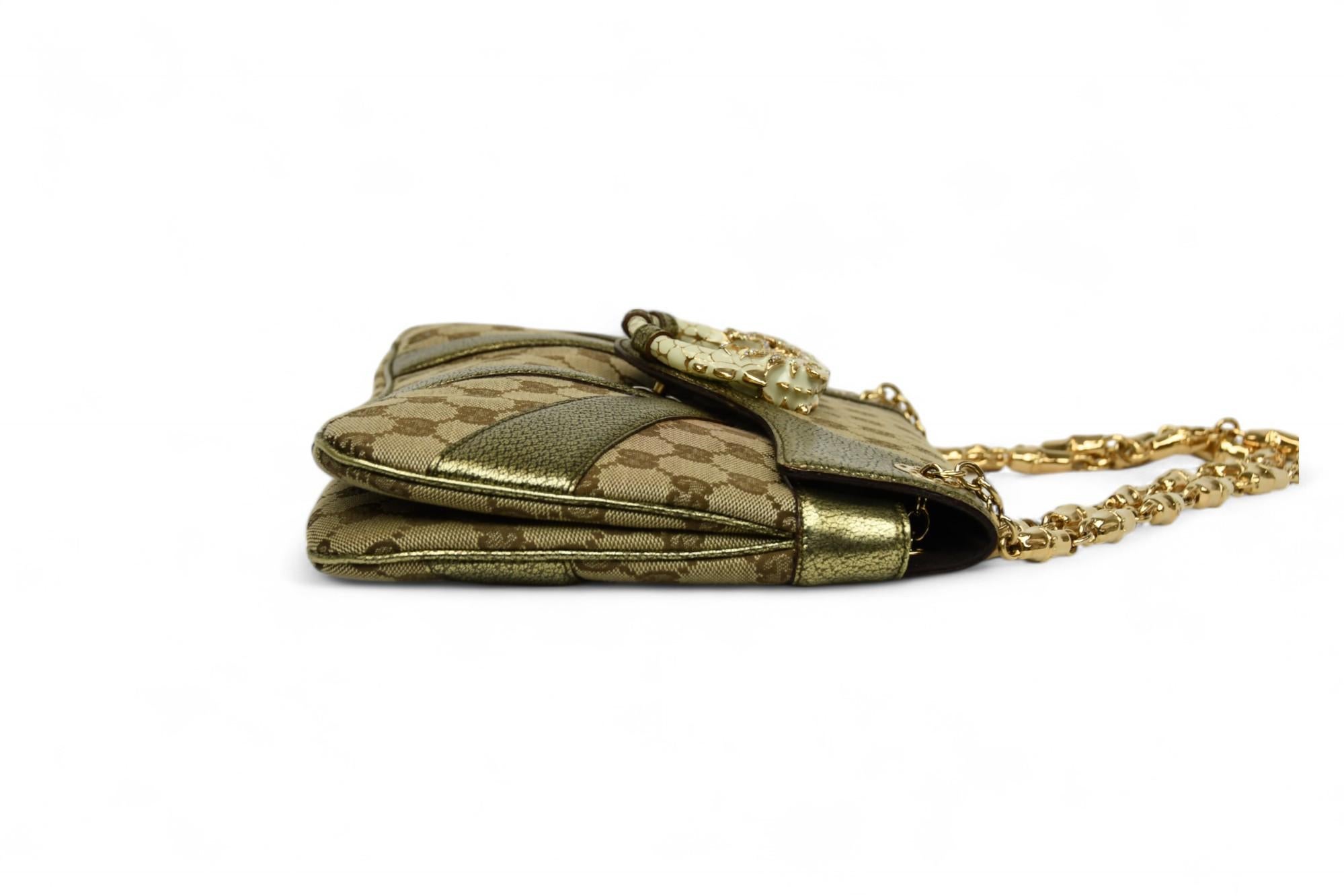 Gucci Tom Ford GG Canvas Dragon Bandoulière  Cuir et chaîne en or métallisé Pour femmes en vente