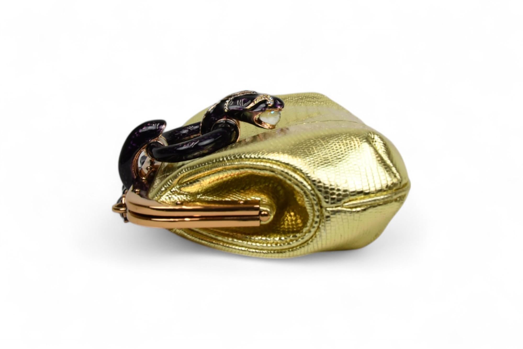 Donna Gucci Tom Ford Borsa con telaio in lucertola metallizzata  Chiusura Jewell Panther per la P/E 2004 in vendita