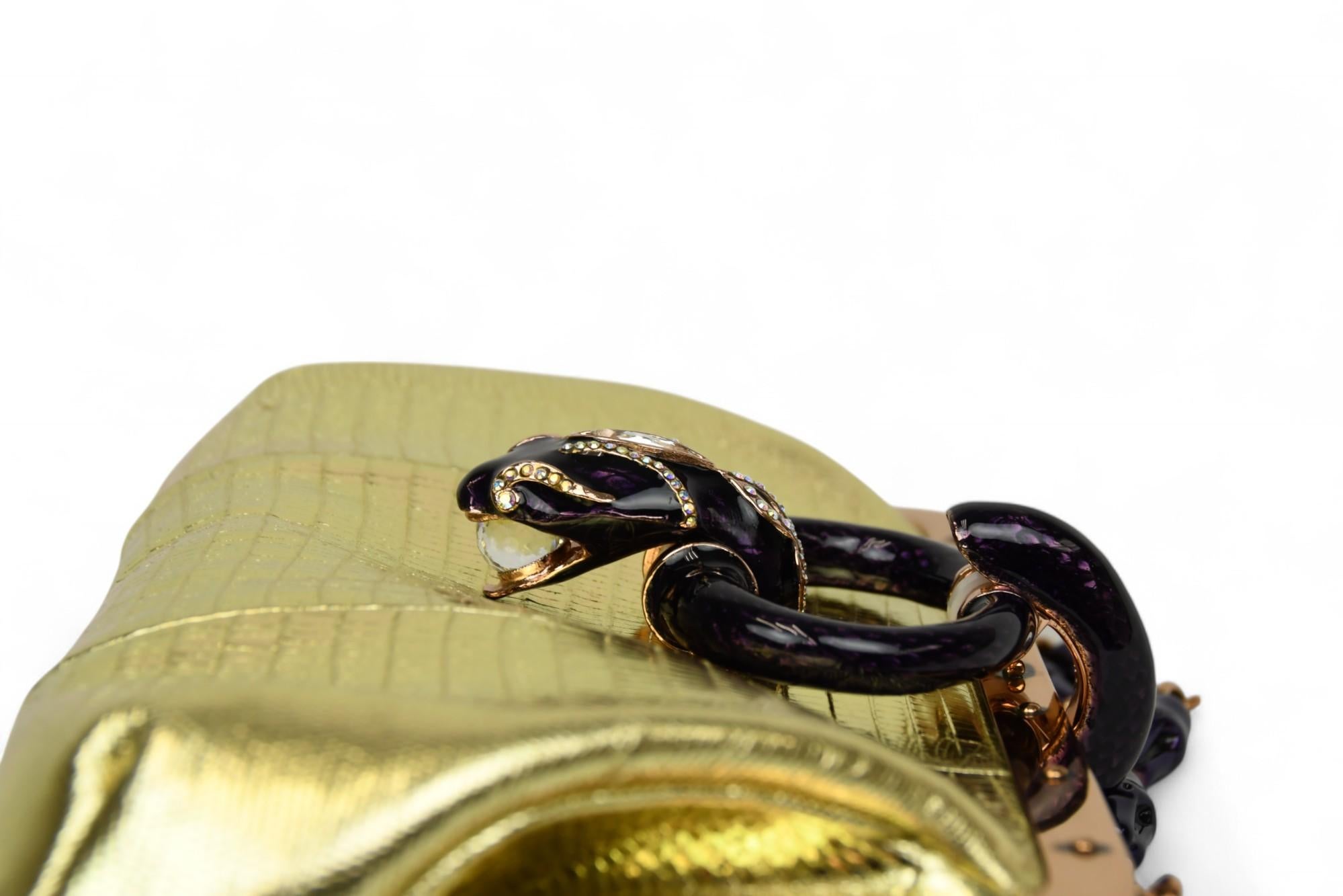 Gucci Tom Ford Borsa con telaio in lucertola metallizzata  Chiusura Jewell Panther per la P/E 2004 in vendita 3