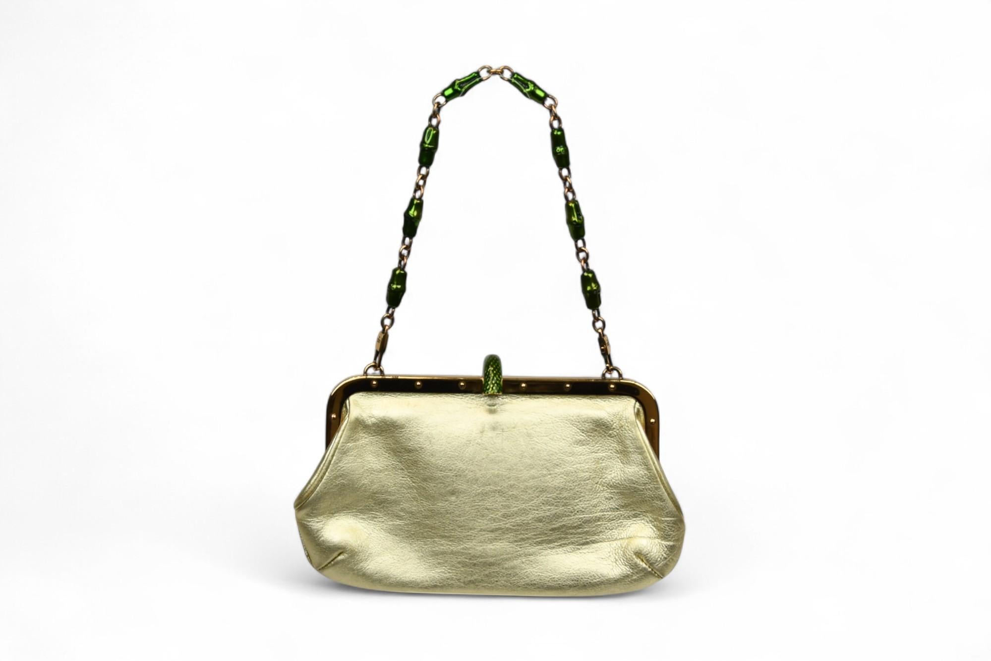 Marron Gucci Tom for Gucci Sac en cuir de serpent métallisé  S/S 2004 en vente