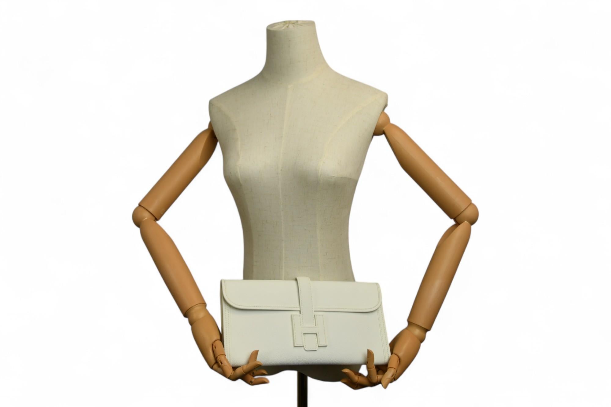 Hermès Béton Epsom Jige Elan 29 Clutch  Neutrale Eleganz  Ikonischer H-Verschluss im Angebot 3