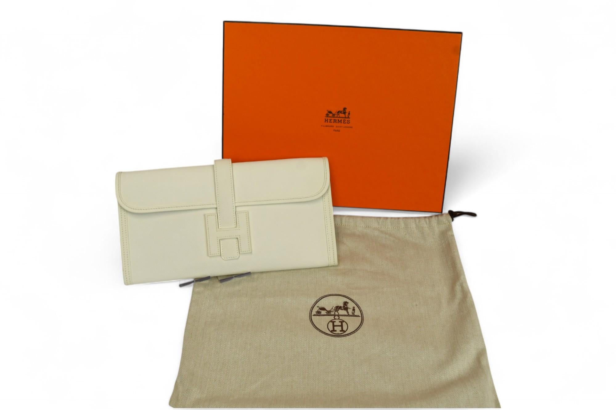 Hermès Béton Epsom Jige Elan 29 Clutch  Neutrale Eleganz  Ikonischer H-Verschluss im Angebot 4