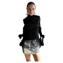 Pleats Please by Issey Miyake Top vintage con frange nere